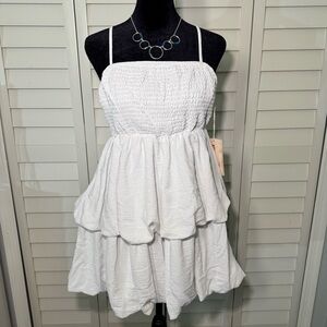 Sugarkiss Sweet Apparel White Tiered Bubble Mini Dress Size L NWT